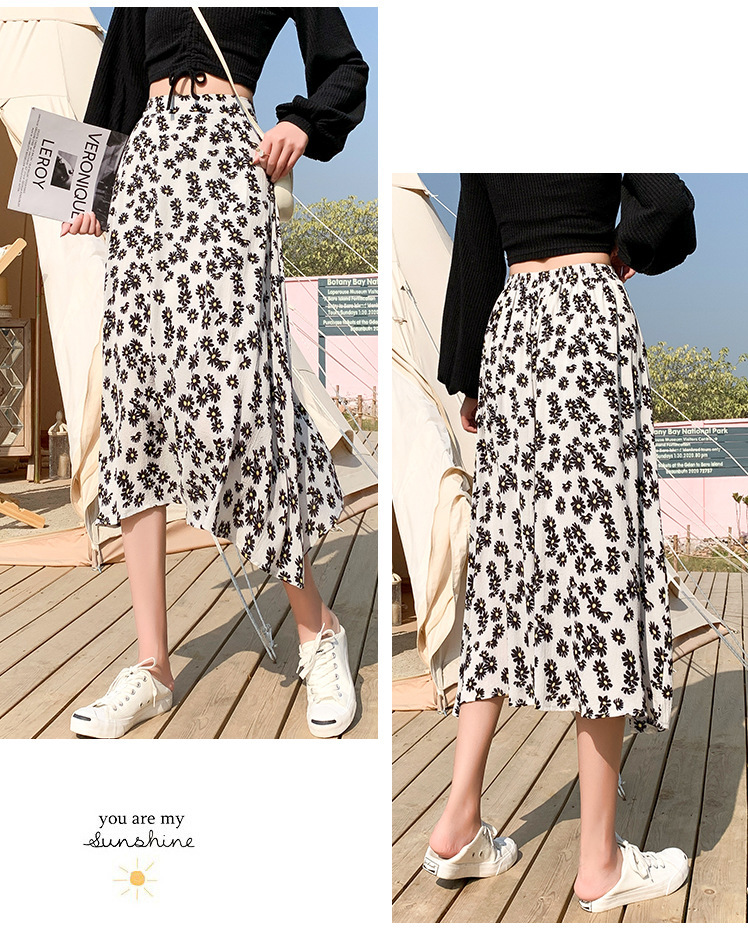 Light chiffon daisy floral skirt Super X Studio